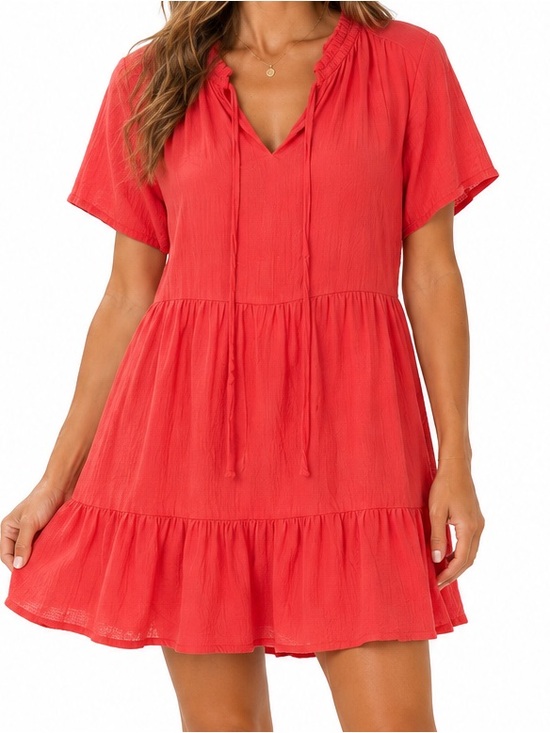 Nicole Miller Dresses & Skirts - Nicole Miller Coral Red Tiered Dress